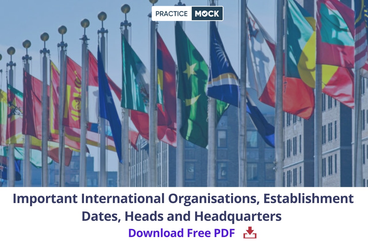 Important International Organisations' Establishment Dates, Heads and Headquarters- Download Free PDF