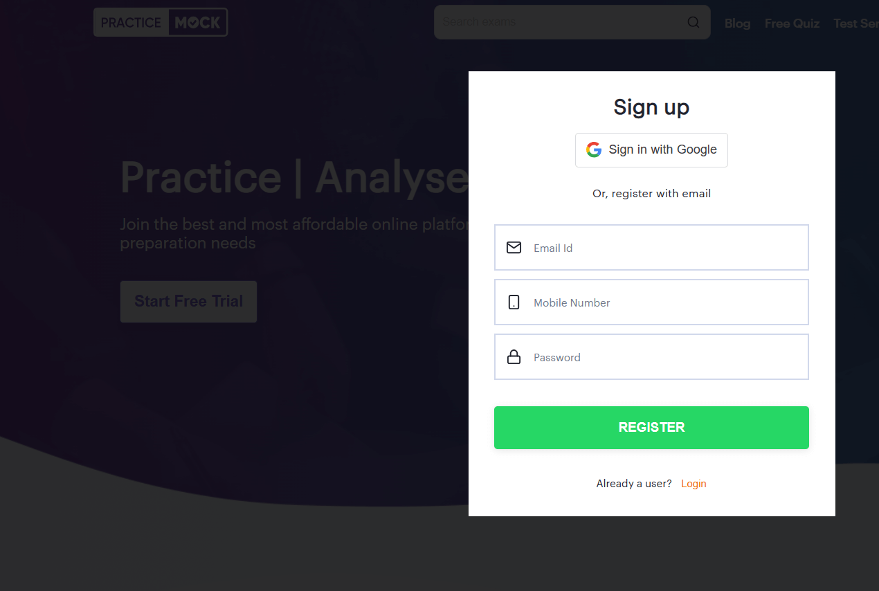 Sign up to the website using an active email ID