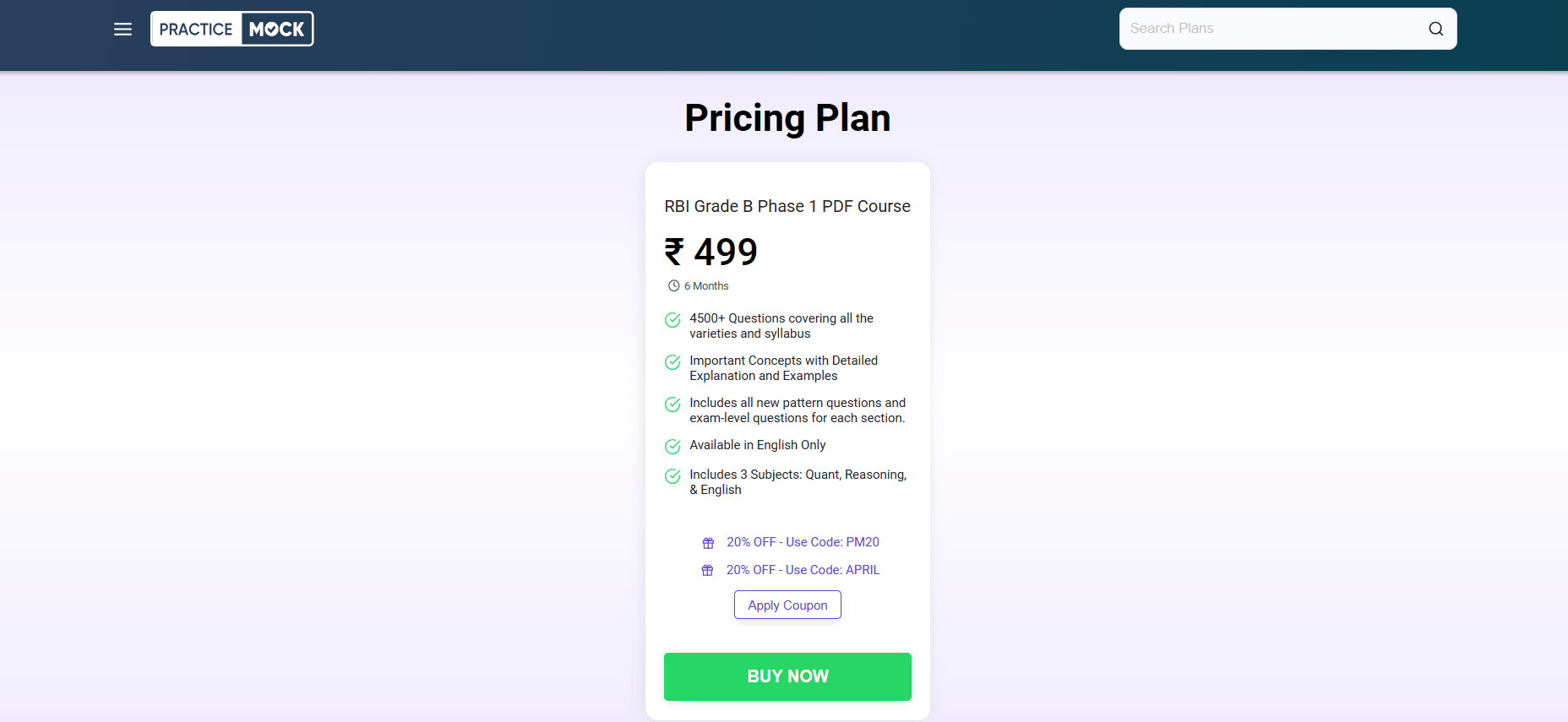 You can click on the BUY TEST option to purchase a PDF course