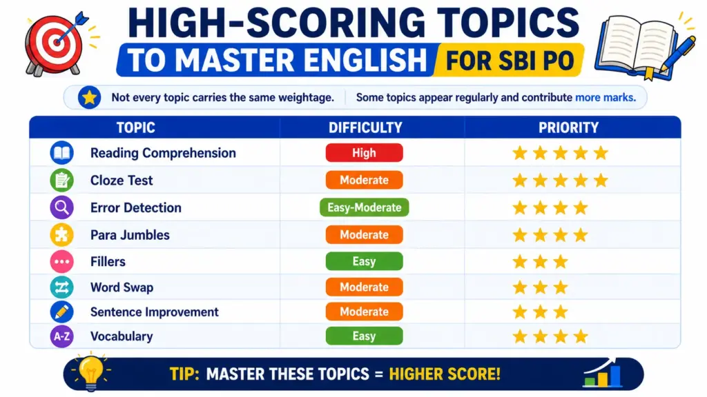 high scoring topics to master for sbi po