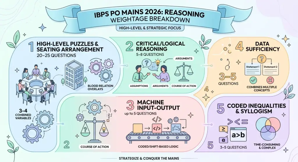 IBPS PO Mains Reasoning Topic-wise Weightage 2026 Breakdown