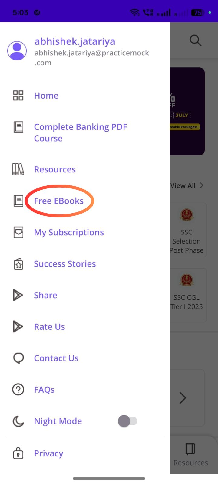 Free eBooks Tab.