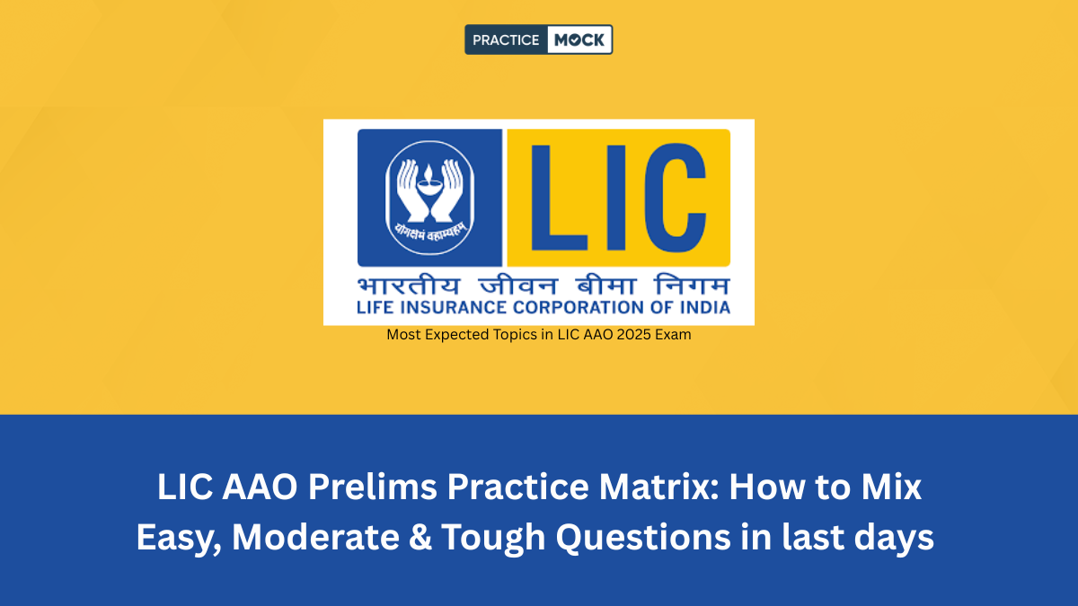 Please write an informative article on LIC AAO Prelims Practice Matrix: How to Mix Easy, Moderate & Tough Questions in last days