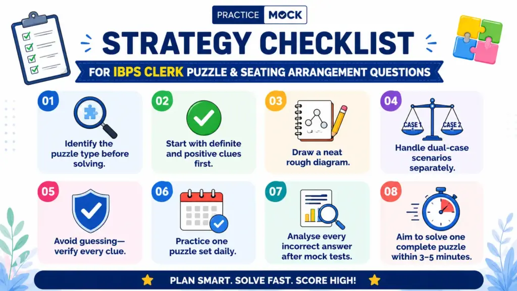 Strategy Checklist for IBPS Clerk Puzzle & Seating Arrangement Questions