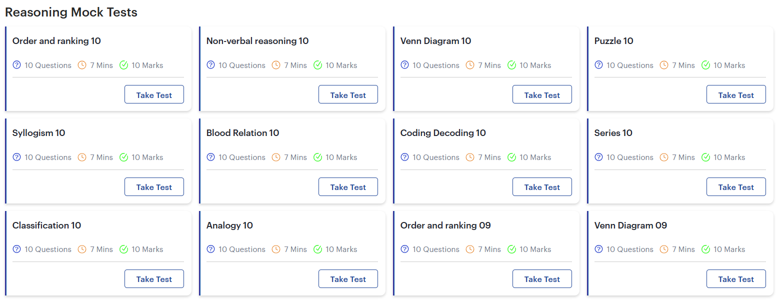 SSC CHSL reasoning free topic tests