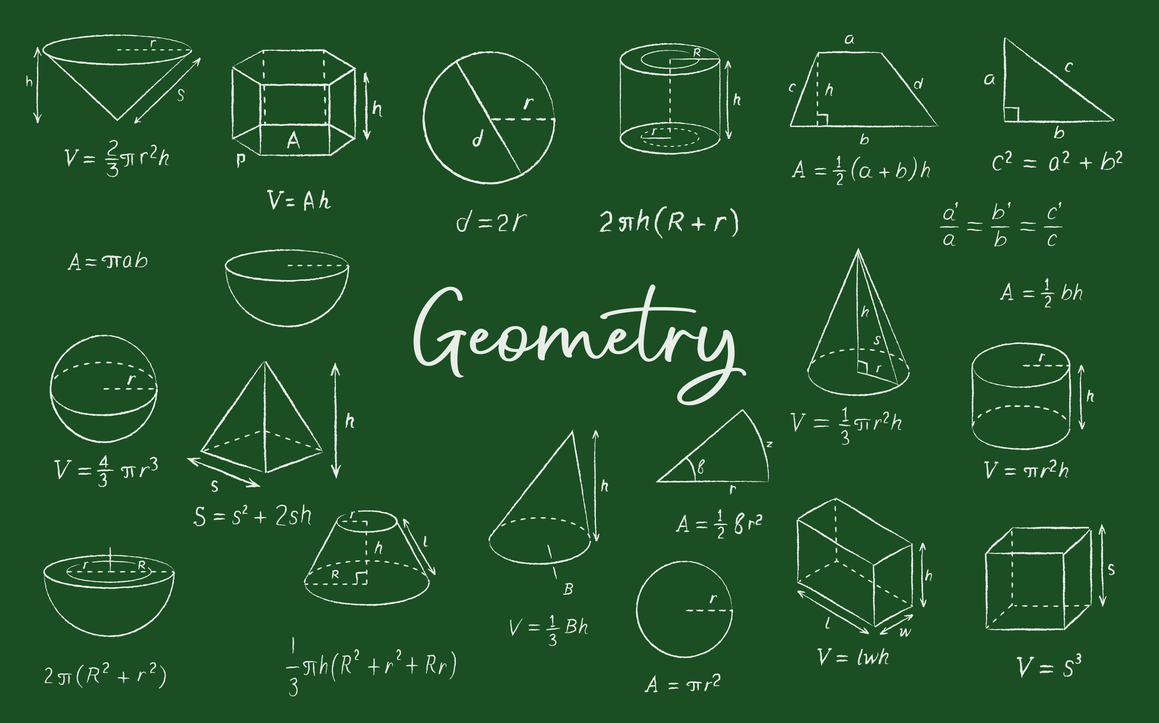 Mensuration related diagrams such as cone, cylinder, rectangle, square, etc.