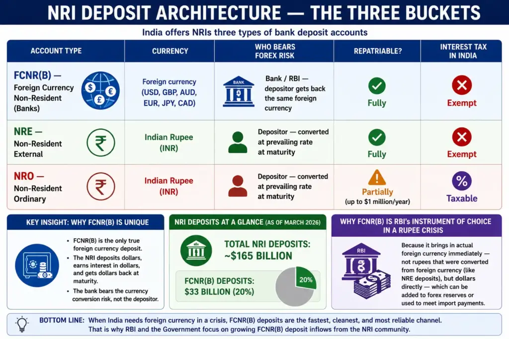 NRI Deposit Architecture — The Three Buckets