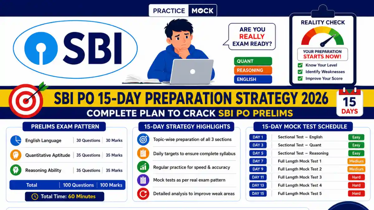 SBI PO 15-Day Preparation Strategy 2026 with Mock Test Schedule