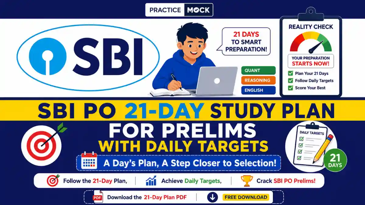 SBI PO 21-Day Study Plan 2026 for Prelims with Daily Targets