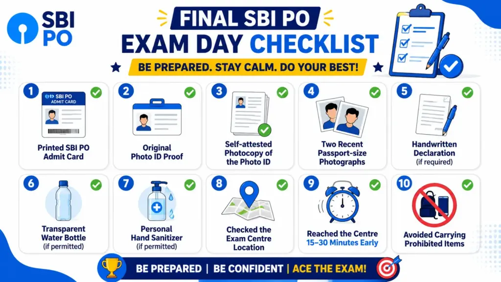 Final SBI PO Exam Day Checklist