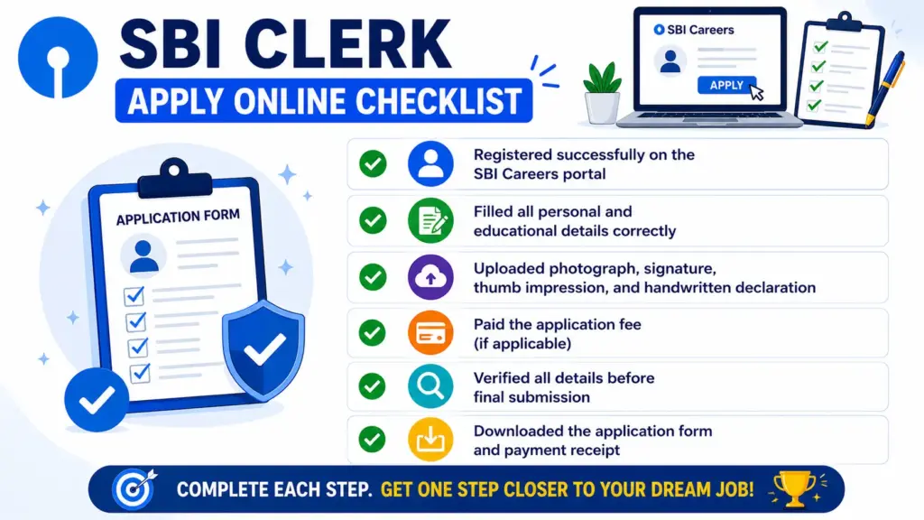 sbi clerk apply online checklist