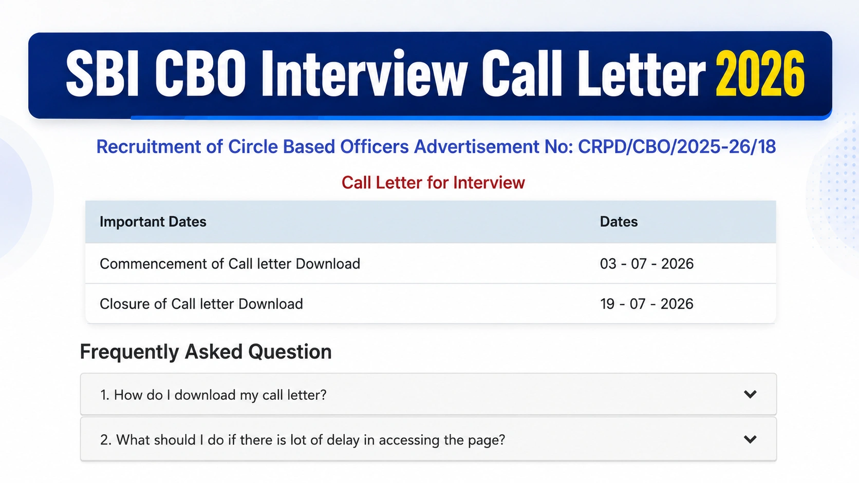 sbi cbo call letter out