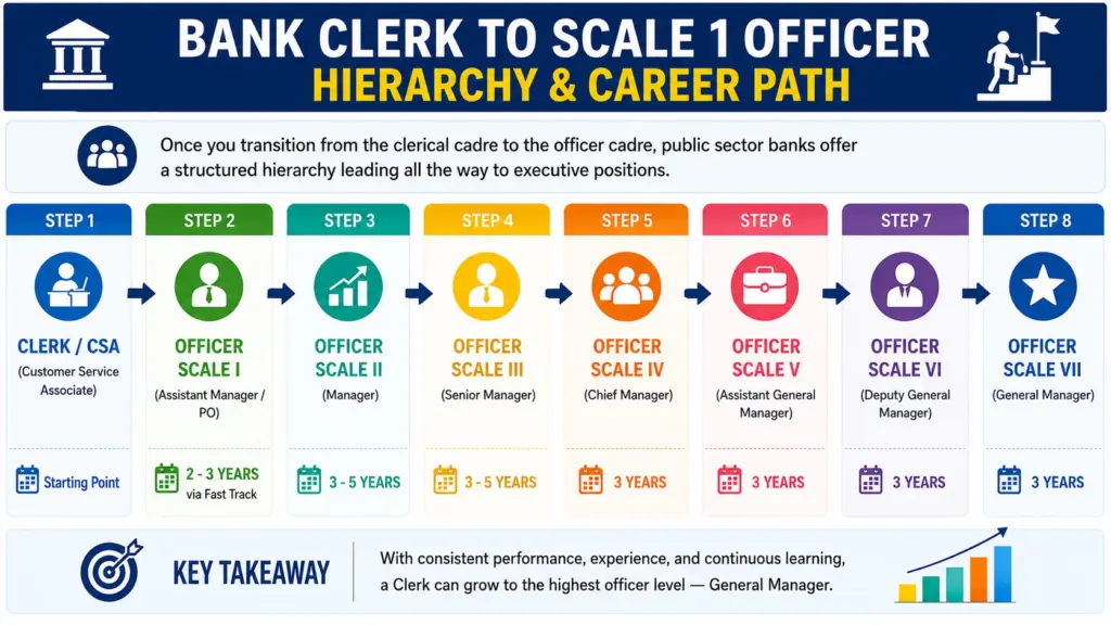 Bank Clerk to Scale 1 Officer Hierarchy & Career Path