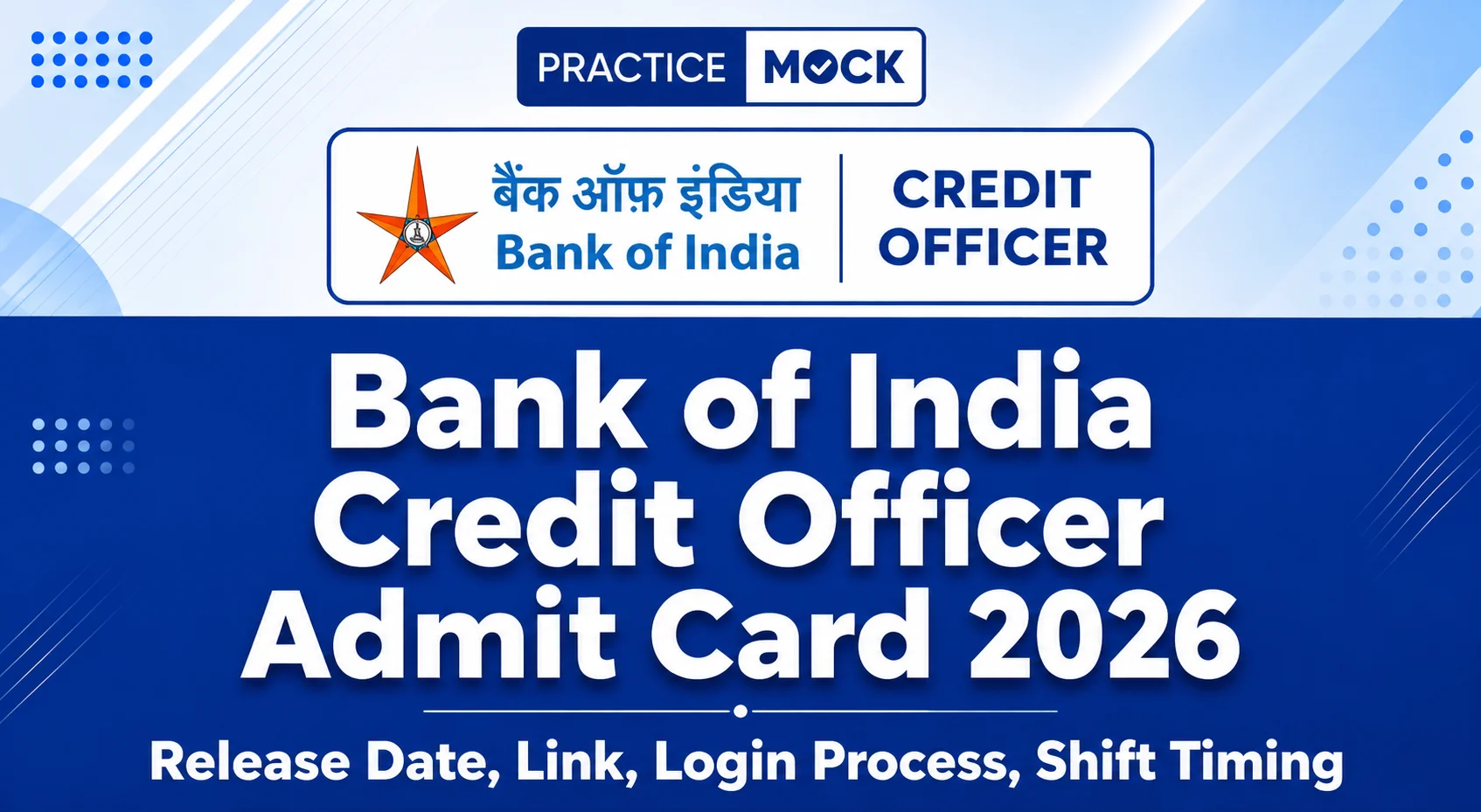 Bank of India Credit Officer Admit Card 2026