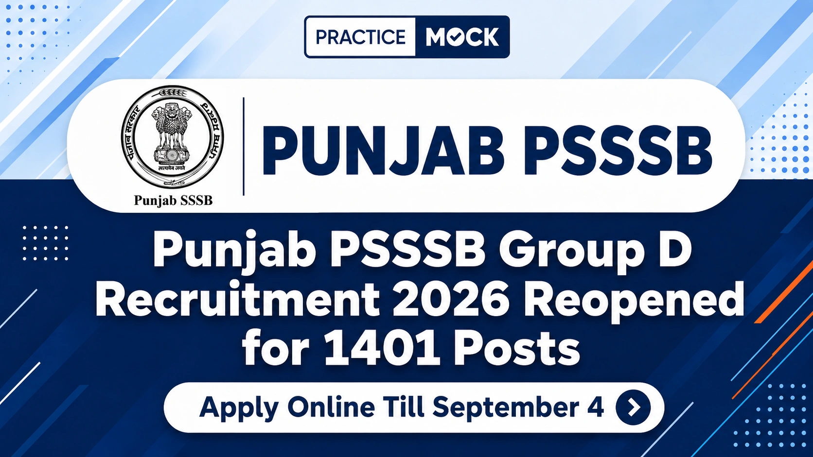 Punjab PSSSB Group D Recruitment 2026 Reopened for 1401 Posts