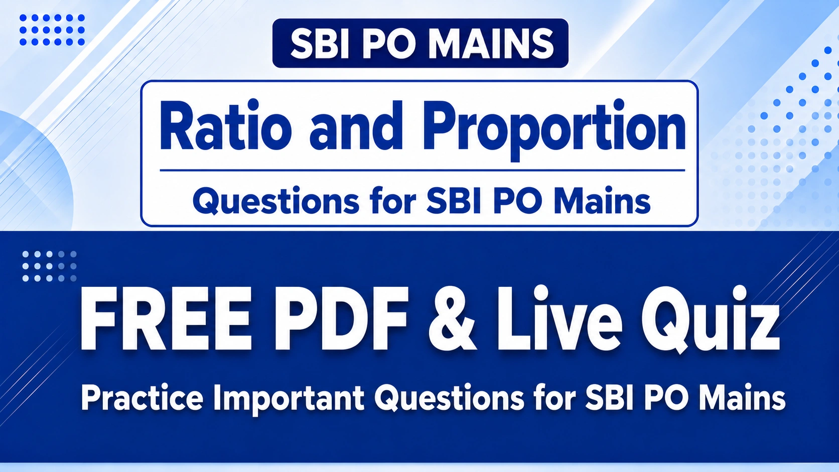 ratio and proportions questions for sbi po mains